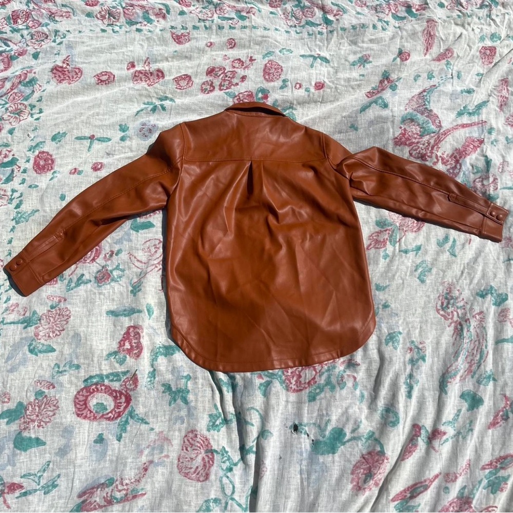 anthropologie brown vegan leather short and jacket set - Picture 7 of 8